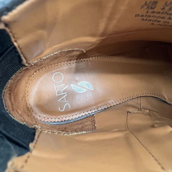 Sarto Franco Sarto A-Nemi Women’s 7.5 Black Ankle Leather Almond Toe Booties - Picture 10 of 12